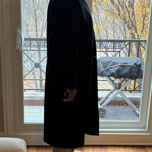 Vintage Michael Tong Black Wool Double-Breasted Long Coat - Picture 12 of 16